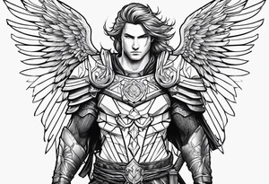 Male angel warrior tattoo idea