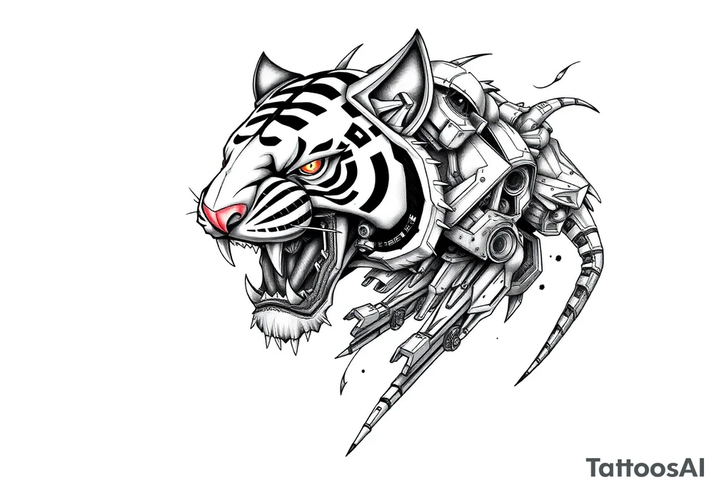 A giant mech tiger tattoo idea