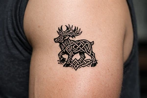 Caribou in Norse knot work open line concept mammen style tattoo idea
