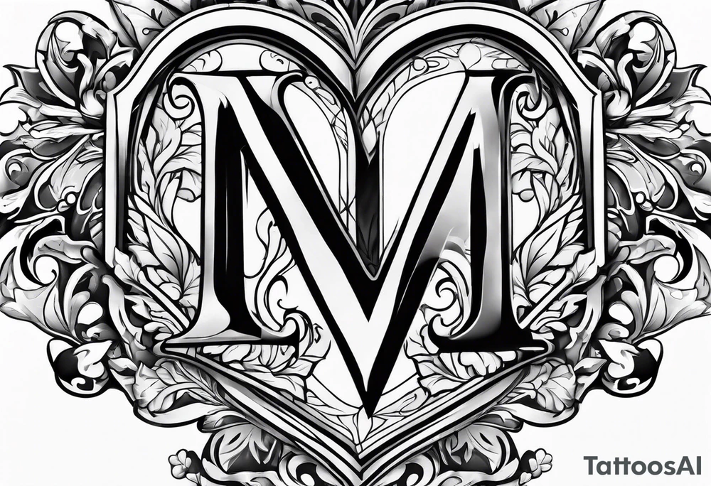 Letters M and S with heart tattoo idea