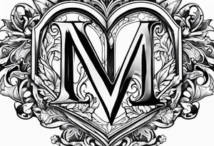 Letters M and S with heart tattoo idea