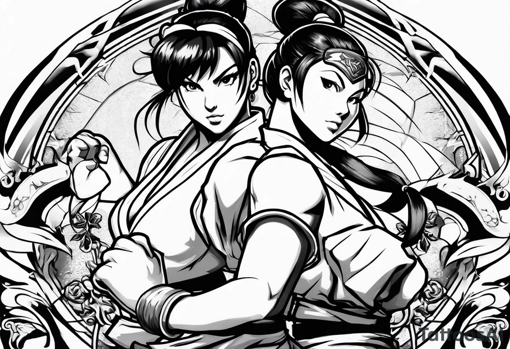 street fighter 3 makoto versus chun li fighting tattoo idea