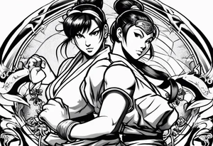 street fighter 3 makoto versus chun li fighting tattoo idea