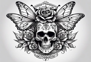 Skull wearing buttefly tattoo idea