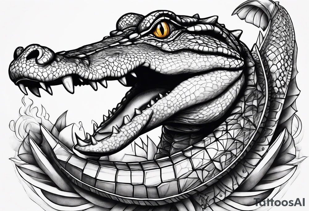 Alligator wrapped around a dagger tattoo idea