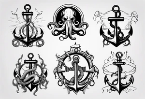kraken with anchor tattoo idea