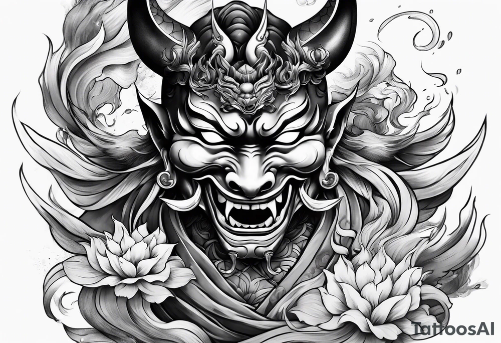 hannya and effect smoke tattoo idea