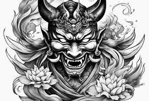 hannya and effect smoke tattoo idea