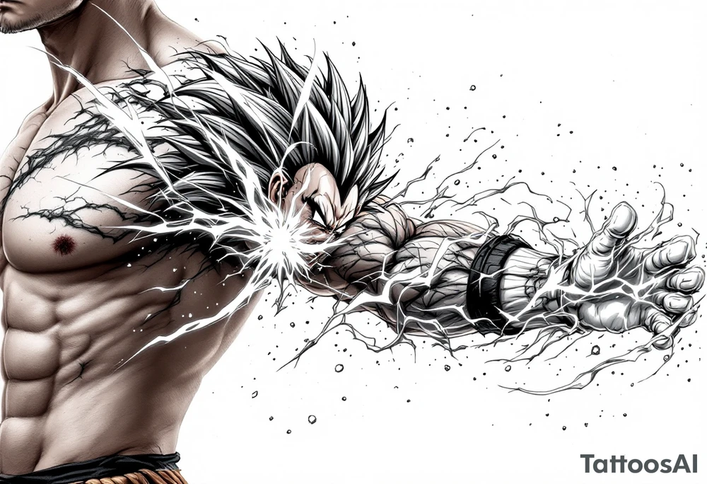 legendary dragonball z scene with energy aura and power effects tattoo idea