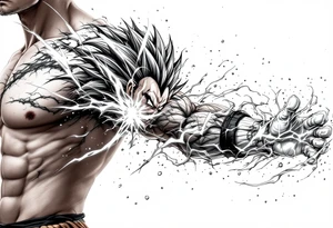 legendary dragonball z scene with energy aura and power effects tattoo idea