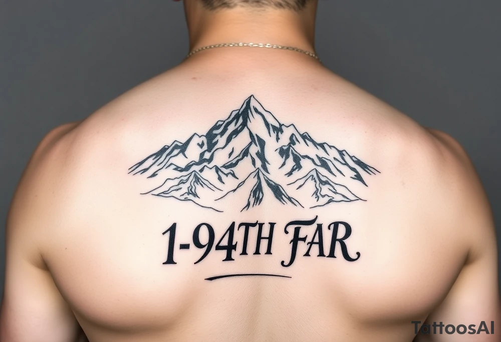 American traditional style with a mountain and HIMARs and the saying 1-94TH FAR FULL COLOR tattoo idea