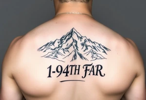 American traditional style with a mountain and HIMARs and the saying 1-94TH FAR FULL COLOR tattoo idea