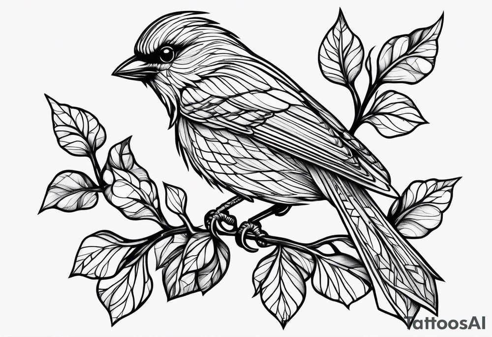 Bird oak tattoo idea