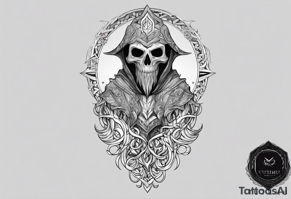Ctulhu protecting heart. Long tattoo for sleeve. tattoo idea