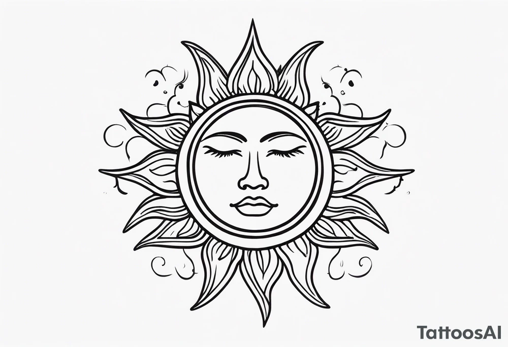 a sun with hair tattoo idea