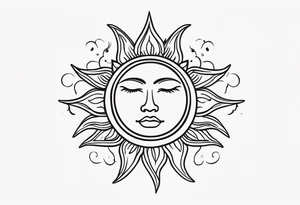 a sun with hair tattoo idea