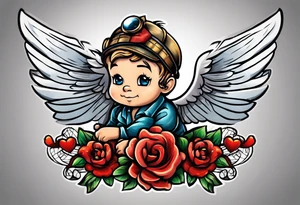 fly boy wings and a bow, cupido tattoo idea
