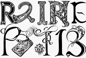 Letter R with date 09.01.23 and time 10:39AM tattoo idea