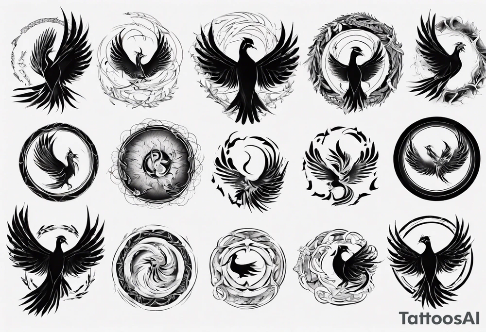 Phoenix in circles tattoo idea