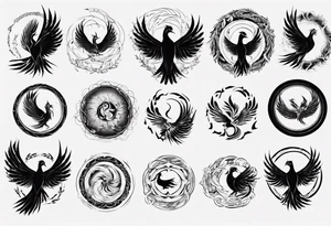 Phoenix in circles tattoo idea