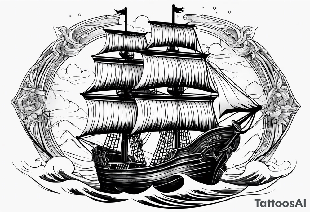 Pirate ship in a storm tattoo idea