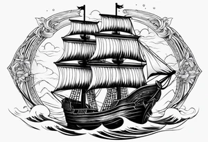 Pirate ship in a storm tattoo idea