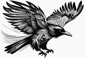 Black raven roaring in the sky tattoo idea