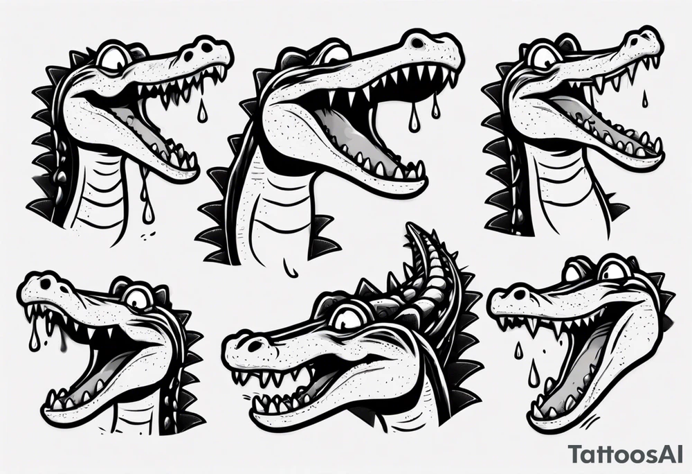 cute cartoon crocodile crying tattoo idea