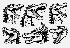 cute cartoon crocodile crying tattoo idea