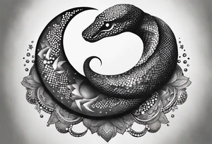 Snake wrapping around a Crescent moon tattoo idea