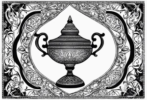 magic lamp with arabic tattoo idea
