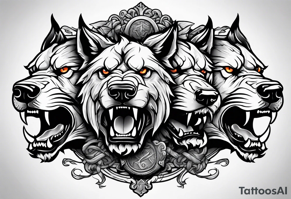 angry Cerberus tattoo idea