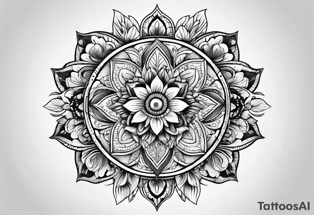 flowers, leaves mandala tattoo idea