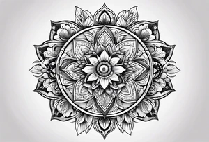 flowers, leaves mandala tattoo idea