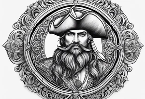 Pirate coin filigree sleeve tattoo idea