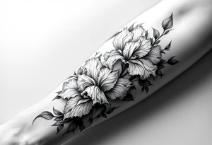 Irises flowers ornement forearm tattoo idea