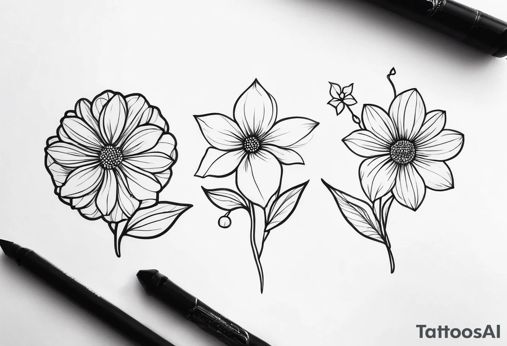 November, December, June, December flowers tattoo idea