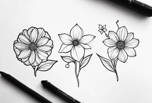 November, December, June, December flowers tattoo idea