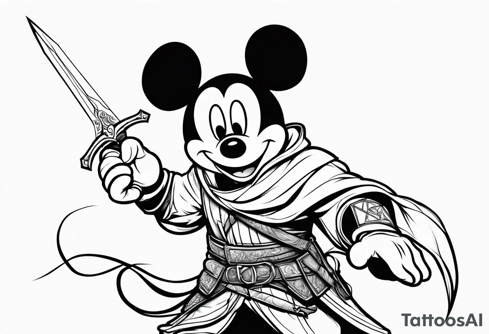 mickey mouse as assassins creed with hidden blade tattoo idea