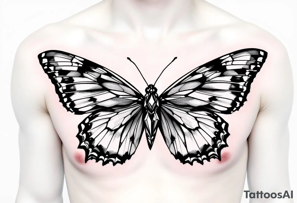 Diamond bow tie butterfly tattoo idea