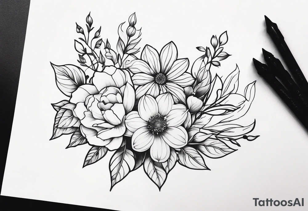 ornaments of flowers tattoo idea