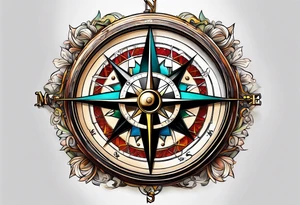 antique compass side view tattoo idea