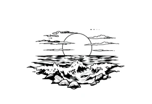 Sunset with ocean tattoo idea