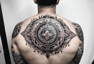 male tattoo on arm, drawing symbolizing balance of life spheres tattoo idea