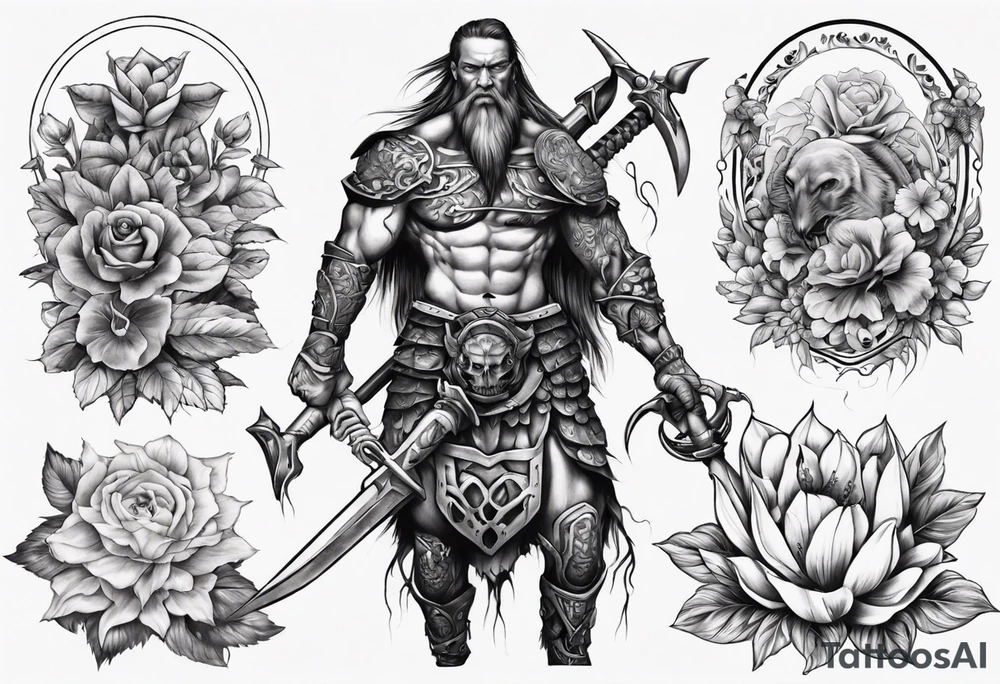 Warrior in the garden tattoo idea