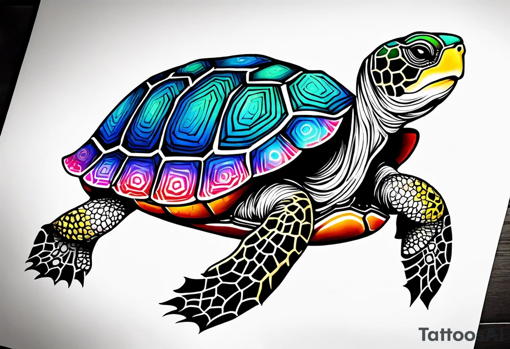 Colourful tortoise tattoo idea