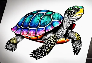 Colourful tortoise tattoo idea