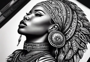 iemanjá africana com conchas e pérolas tattoo idea