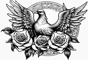 Angel and deamon fighting roses doves tattoo idea
