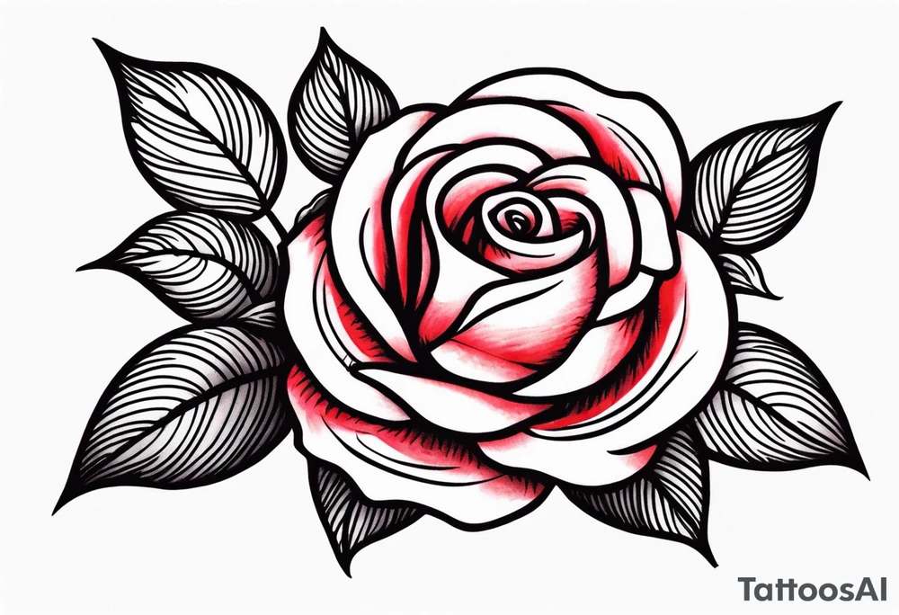 traditional rose red tattoo idea